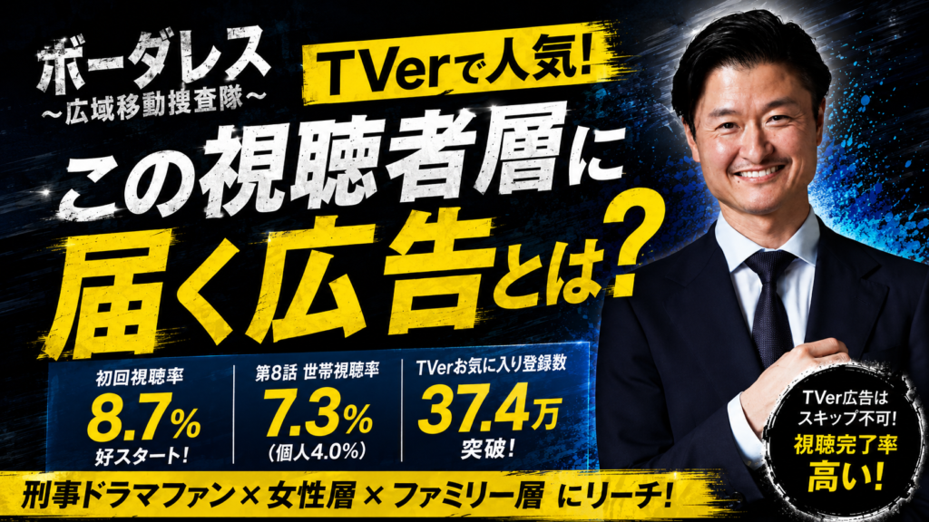 ボーダレス～広域移動捜査隊～がTVerで人気！この視聴者層に届く広告とは？