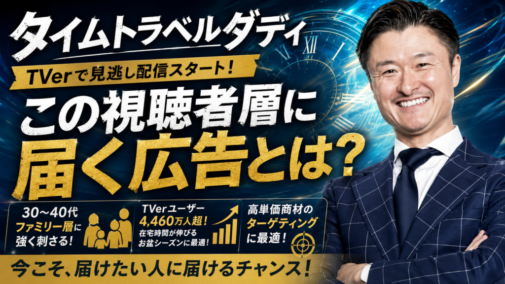 「タイムトラベルダディ」TVerで見逃し配信スタート！この視聴者層に届く広告とは？